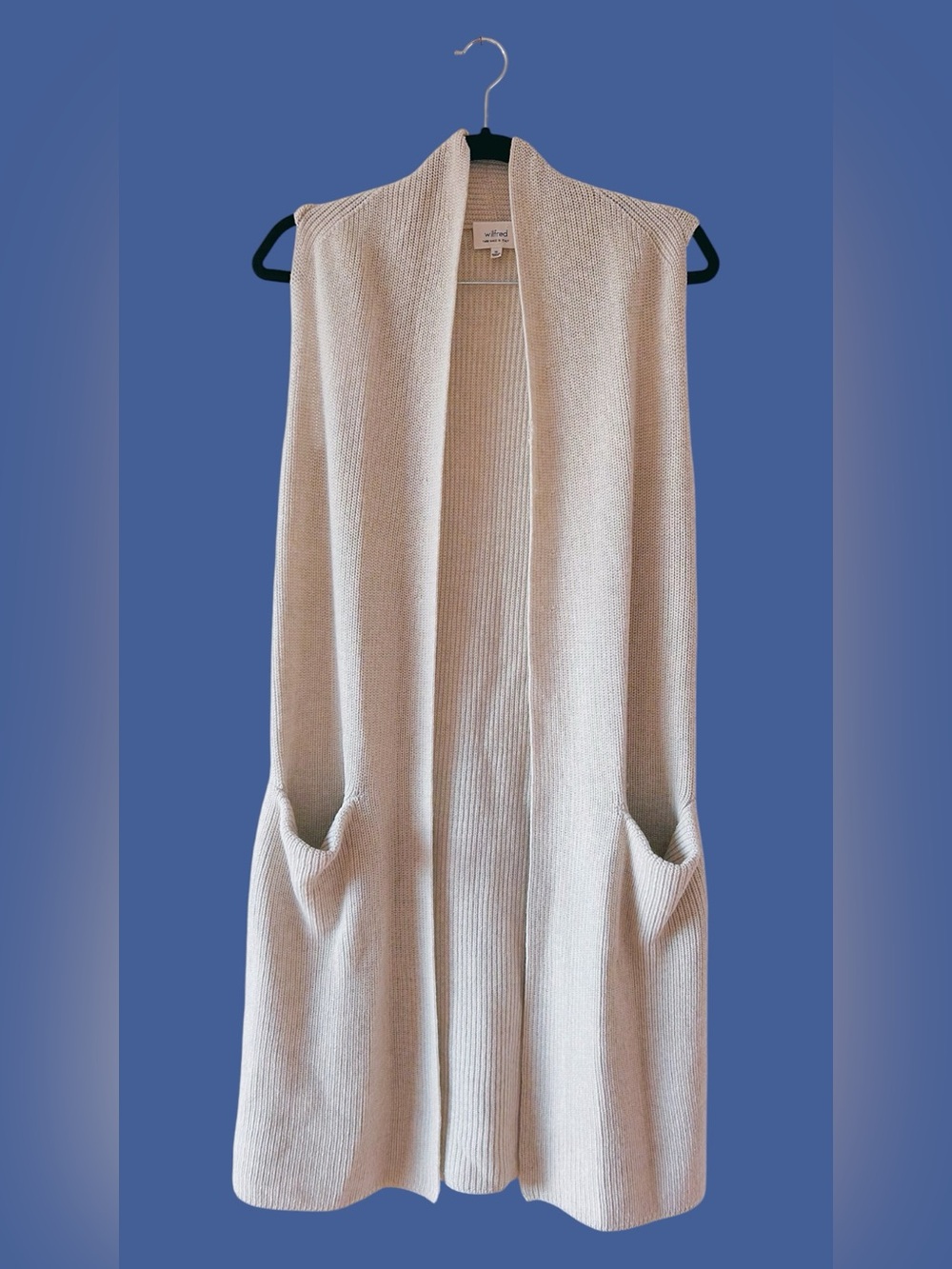 Wilfred Cream Ribbed Knit Sleeveless Wool Cardigan size XS
